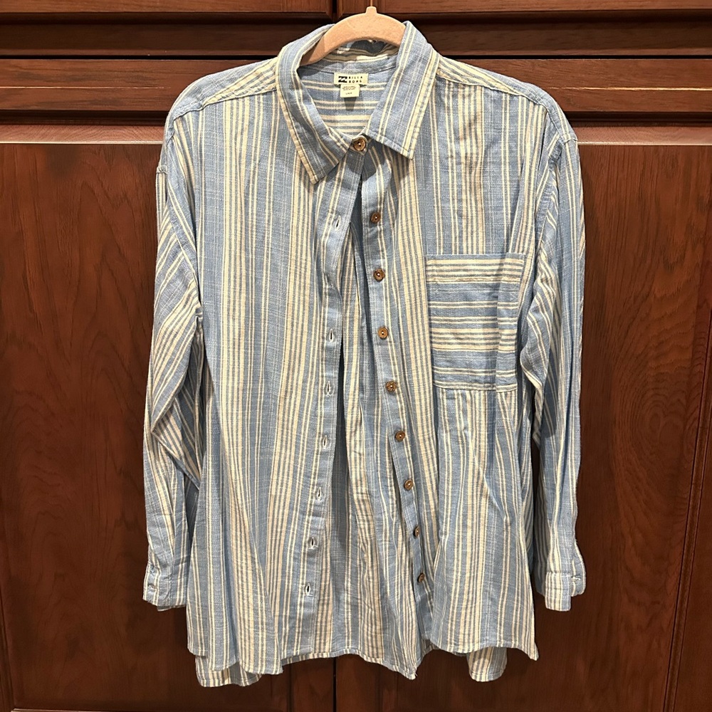 Women’s Billabong button-down striped shirt sz L